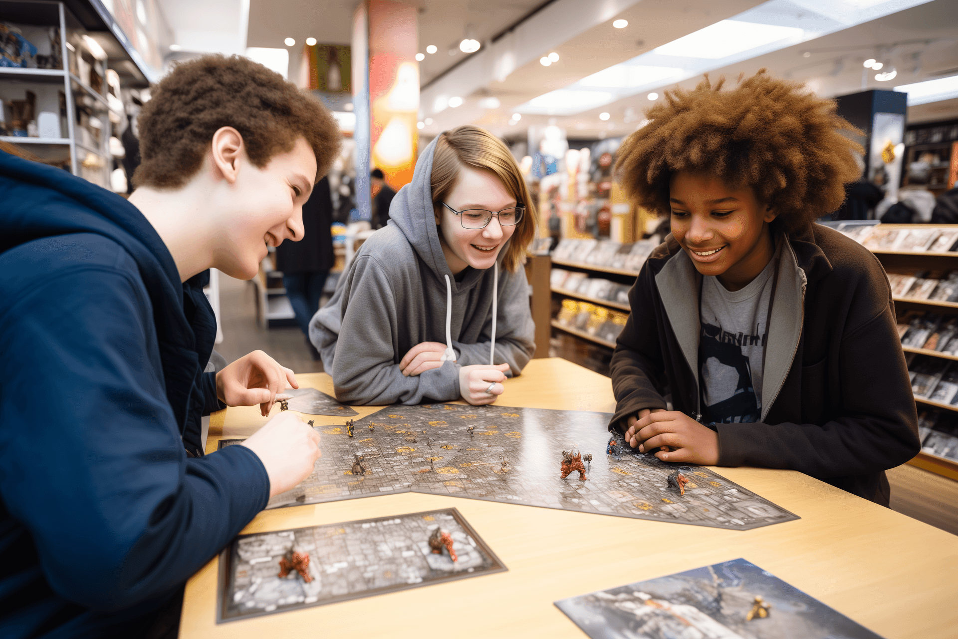 Teens playing role playing game together